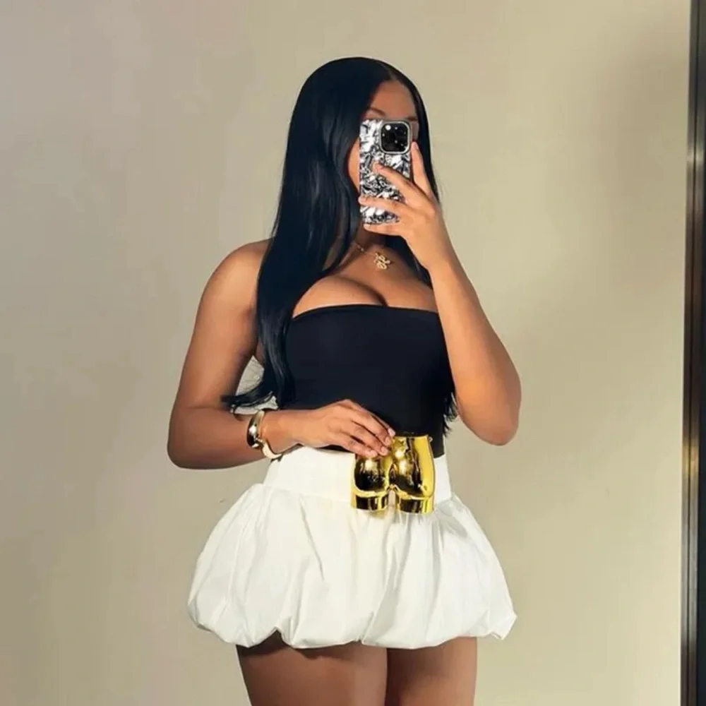 White Bubble Mini Skirt - Picture 3 of 4